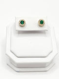 14K Gold Earrings - Green Stud Earrings