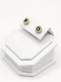 14K Gold Earrings - Green Stud Earrings