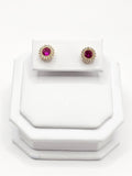 14K Gold Earrings - Fuchsia Stud Earrings