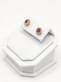 14K Gold Earrings - Fuchsia Stud Earrings