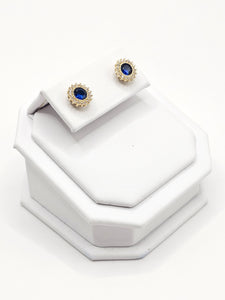 14K Gold Earrings - Blue Stud Earrings