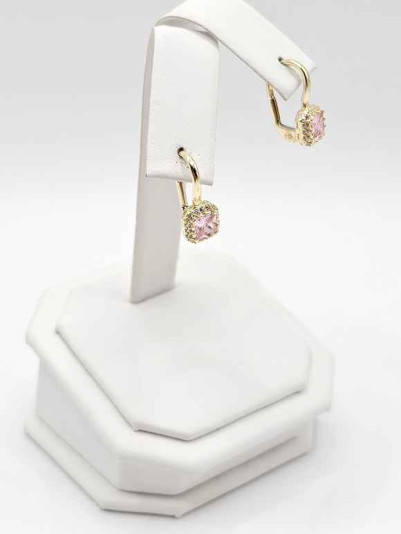 14K Gold Earrings - Pink Hoops