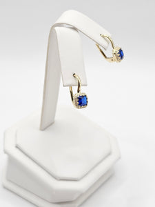 14K Gold Earrings - Blue Hoops