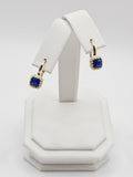 14K Gold Earrings - Blue Hoops