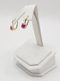 14K Gold Earrings - Fuchsia Hoops