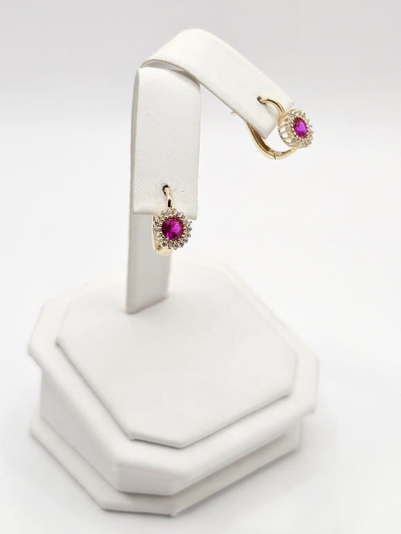 14K Gold Earrings - Fuchsia Hoops