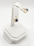 14K Gold Earrings - Blue Hoops