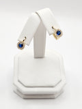 14K Gold Earrings - Blue Hoops