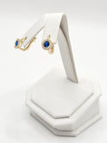 14K Gold Earrings - Blue Hoops