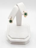 14K Gold Earrings - Green Hoops