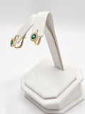 14K Gold Earrings - Green Hoops