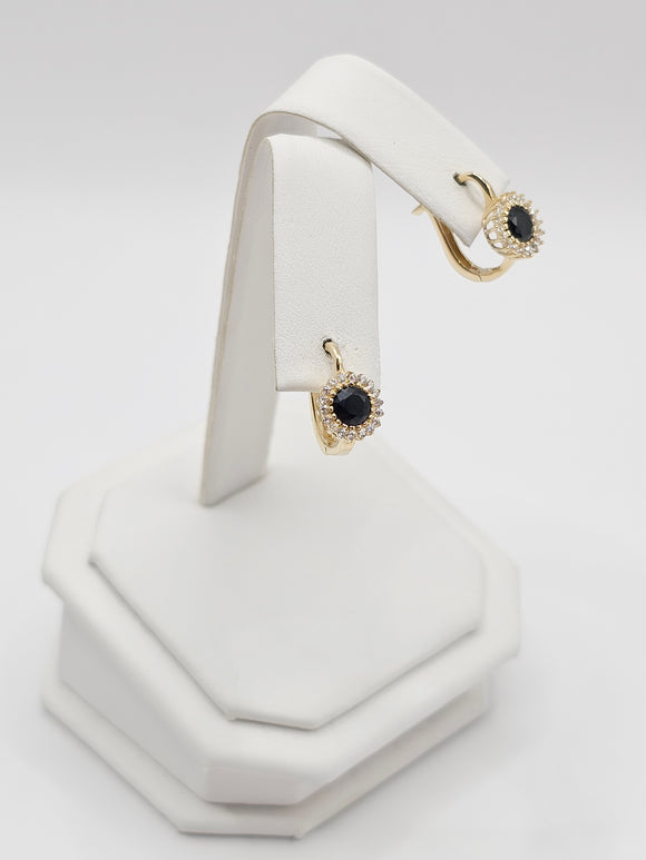 14K Gold Earrings - Black Hoops