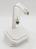 14K Gold Earrings - Green Heart Hoops