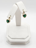 14K Gold Earrings - Green Heart Hoops