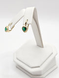 14K Gold Earrings - Green Heart Hoops