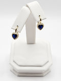 14K Gold Earrings - Blue Heart Hoops