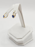 14K Gold Earrings - Blue Heart Hoops