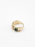 14K Gold Ring - Green & Gold Clover