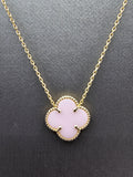 14k Gold Necklace  - Pink Clover