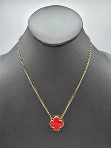 14k Gold Necklace  - Red Clover