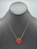 14k Gold Necklace  - Red Clover