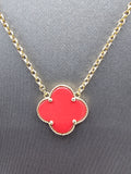 14k Gold Necklace  - Red Clover