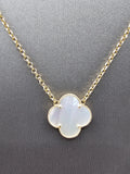 14k Gold Necklace  - White Clover