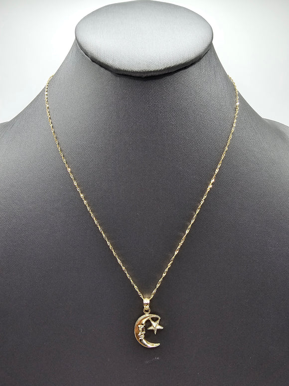 14k Gold Necklace  - Moon w/Star