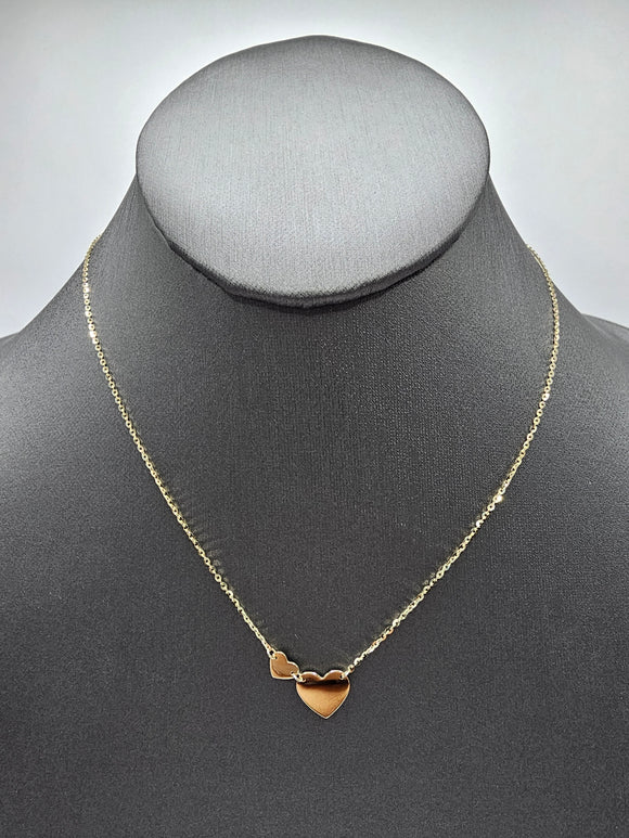 14k Gold Necklace  - Dual Hearts