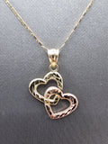 14k Gold Chain w/pendant - Dual Hearts