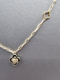 14k Gold Necklace w/Bracelet Set  - Black Flower w/Clover