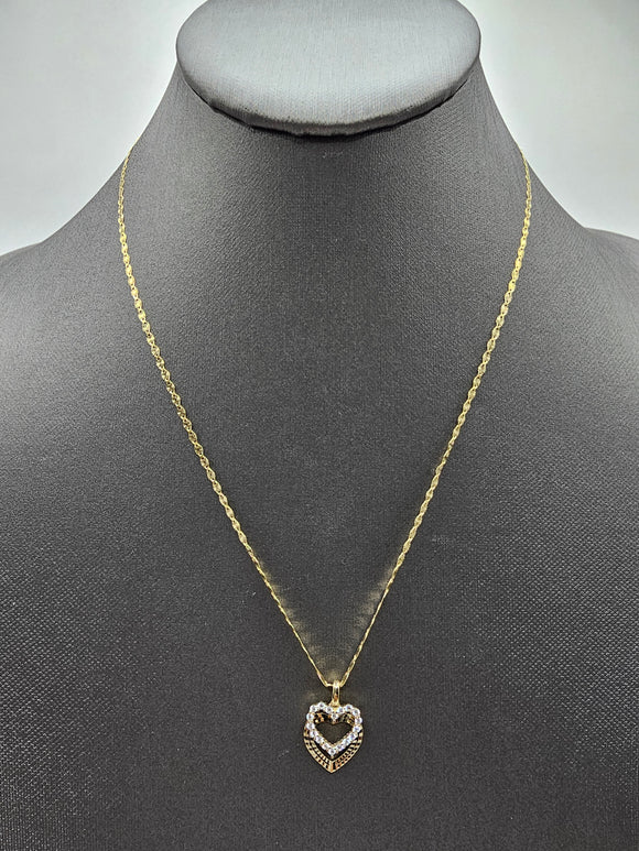 14k Gold Chain w/pendant - Hearts