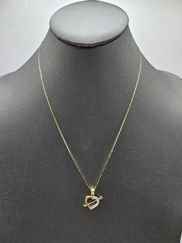 14k Gold Chain w/pendant - Heart w/Arrow