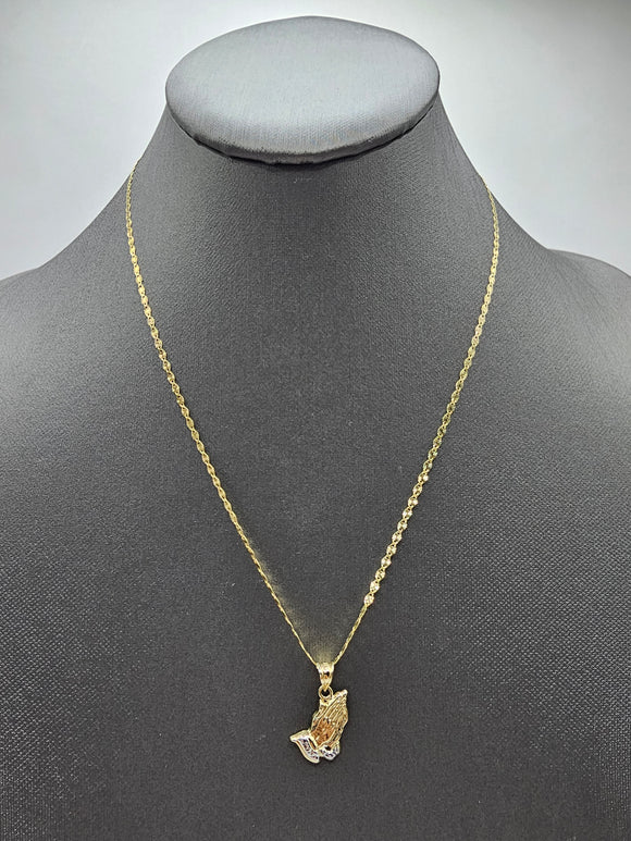 14k Gold Chain w/pendant - Praying Hands