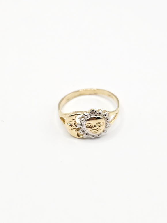 14K Gold Ring - Moon & Sun