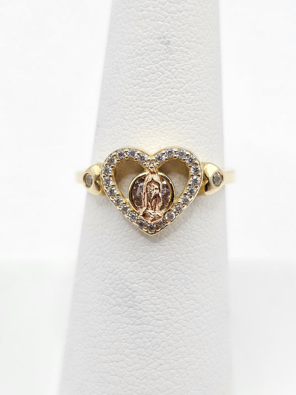 14K Gold Ring - Heart w/Virgin Mary