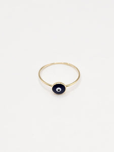 14K Gold Ring - Blue Evil Eye