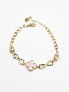 14k Gold Bracelet - Pink Clover