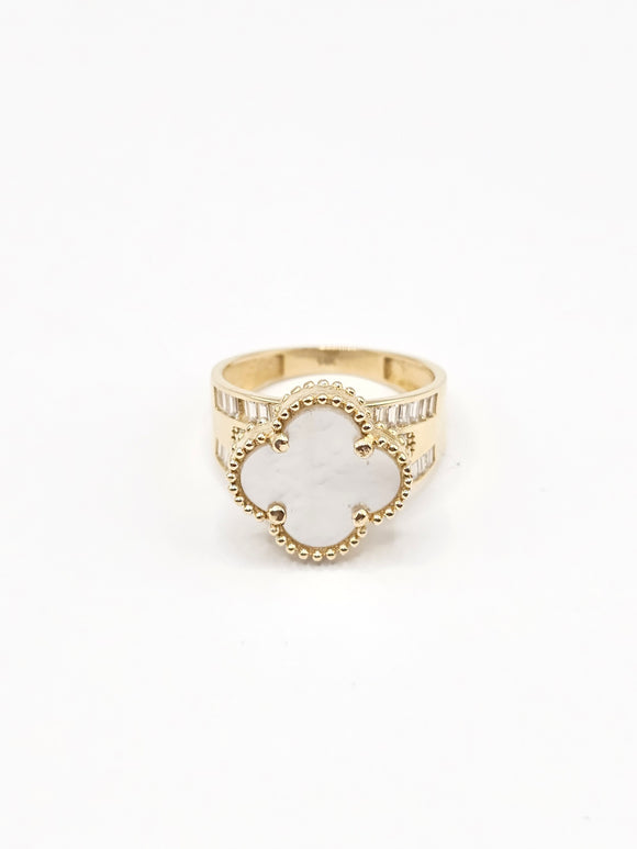 14K Gold Ring - White Clover