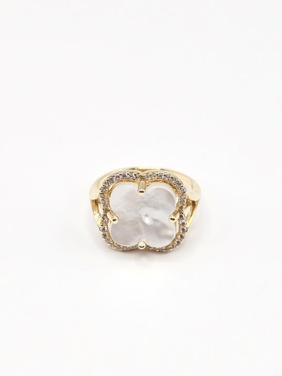 14K Gold Ring - White Clover