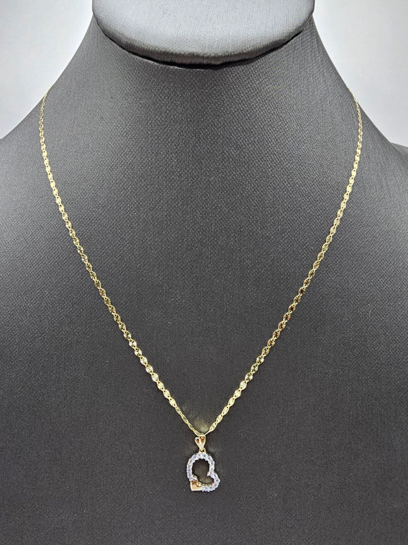 14k Gold Chain w/pendant - Hearts