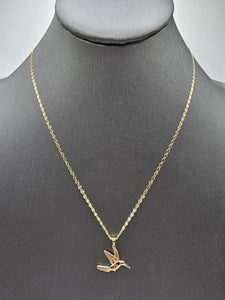 14k Gold Chain w/pendant - Hummingbird