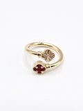 14K Gold Ring - Red Clover