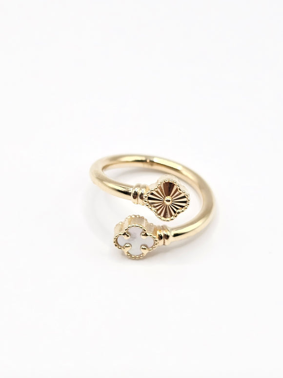 14K Gold Ring - White Clover