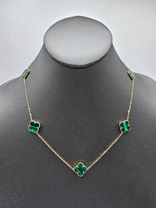 14k Gold Necklace - Green Clover