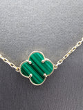 14k Gold Necklace - Green Clover