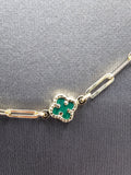 14k Gold Necklace - Green Clover