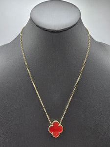 14k Gold Necklace - Red Clover