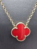 14k Gold Necklace - Red Clover