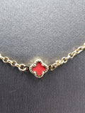 14k Gold Necklace - Red Clover